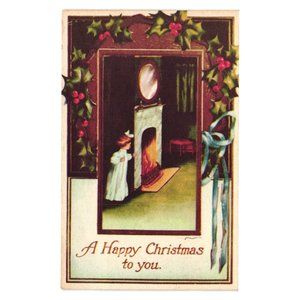 Vintage Postcard Happy Christmas Greeting Oldtime Ecology Holiday Mail